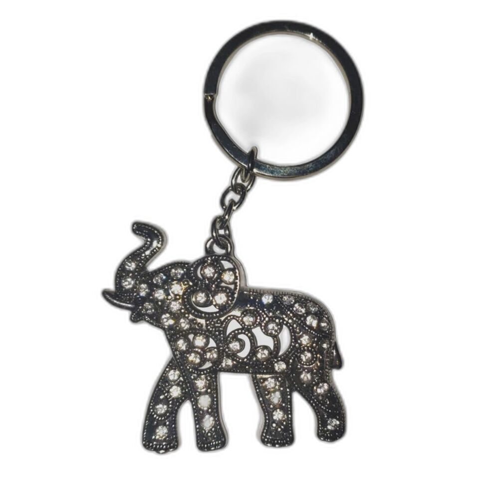 Elephant Keyring Silver with Rhinestones - Picture 3 of 3